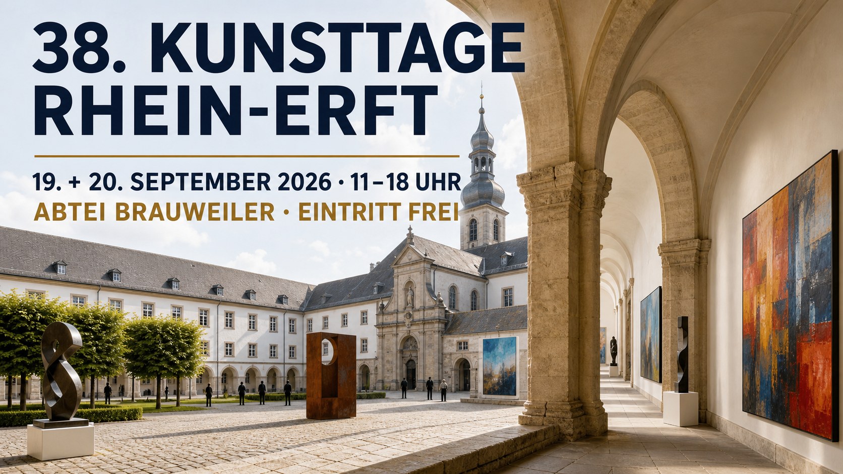 Veranstaltungsplakat zu den 38. KunstTagen Rhein-Erft in der Abtei Brauweiler