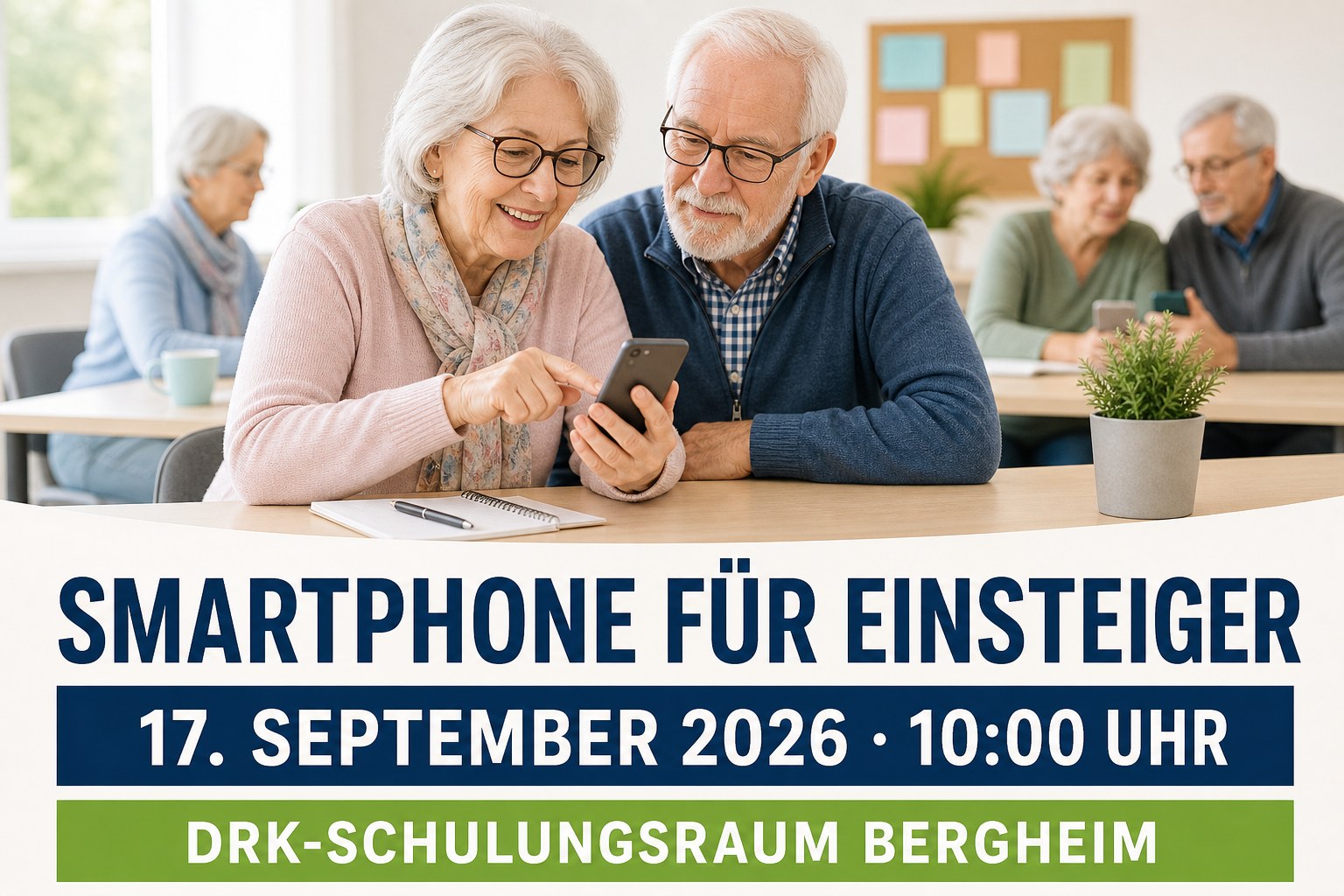 Veranstaltungsplakat zum Smartphone-Einsteigerkurs in Bergheim