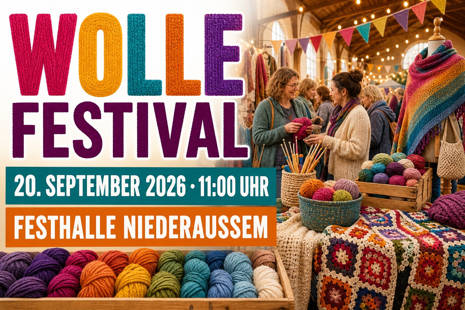 Veranstaltungsplakat zum Wolle Festival in Niederaußem