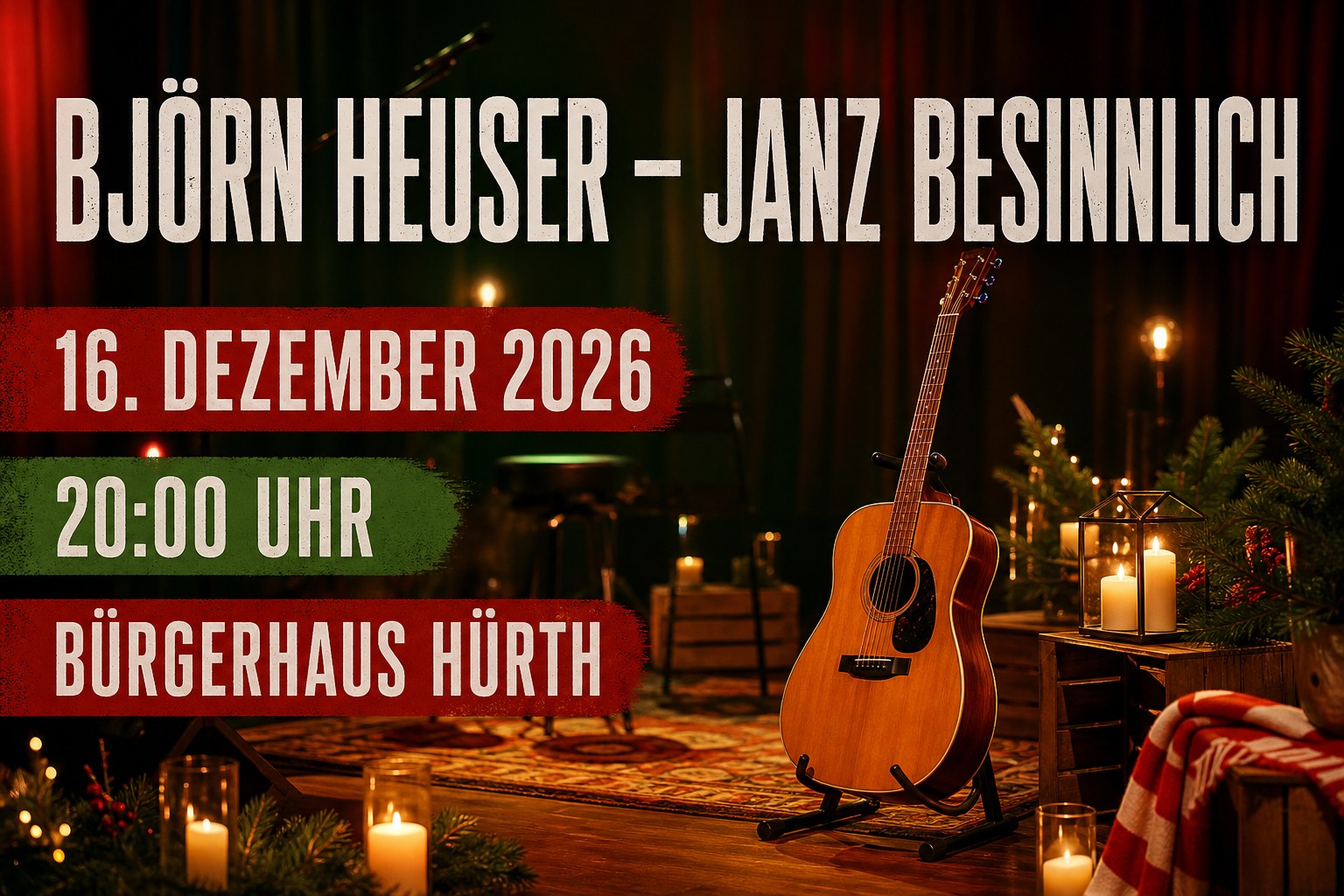Veranstaltungsplakat zu Björn Heuser – Janz Besinnlich im Bürgerhaus Hürth