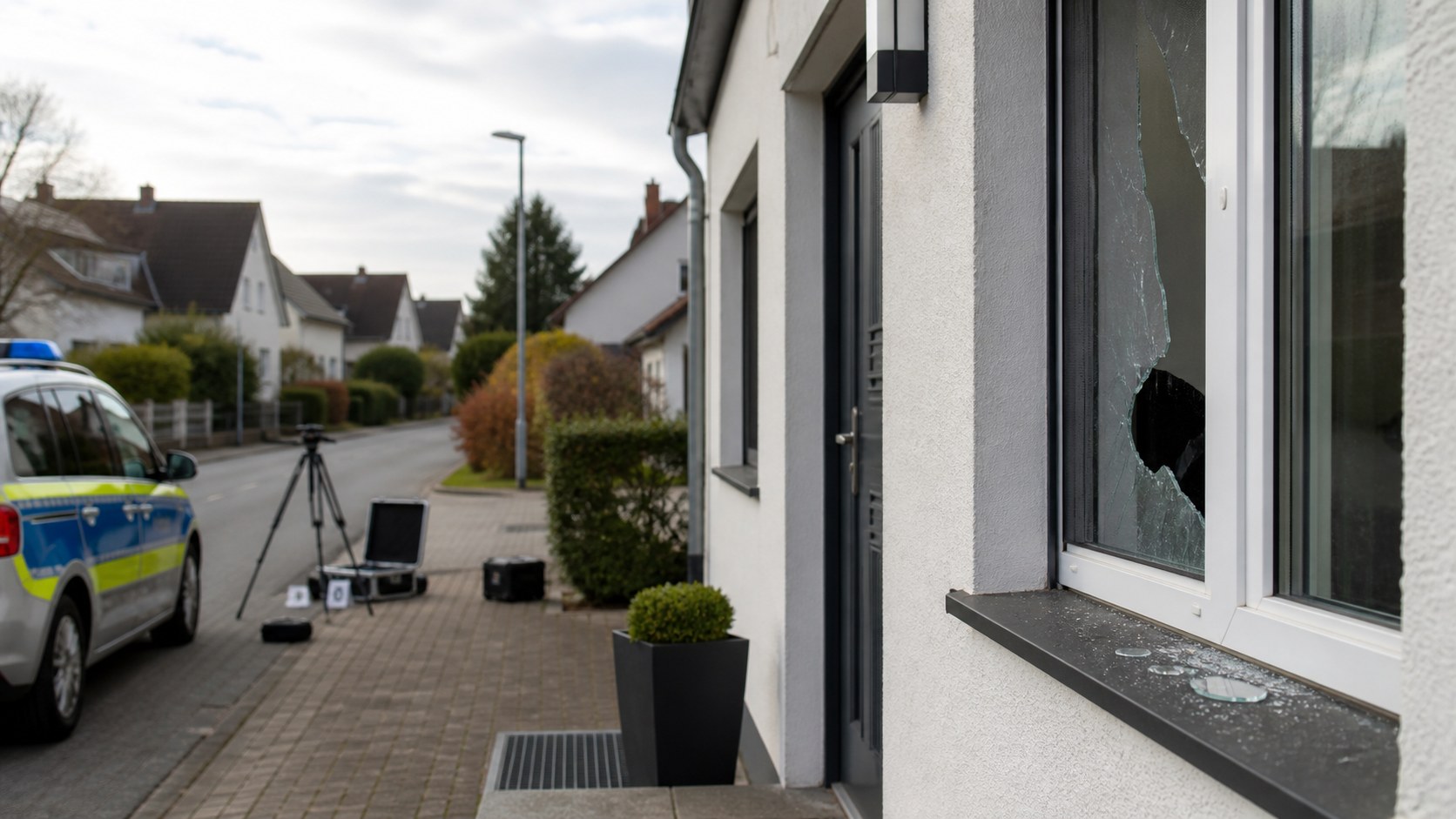 Symbolbild eines Polizeieinsatzes nach einem Einbruch in ein Wohnhaus
